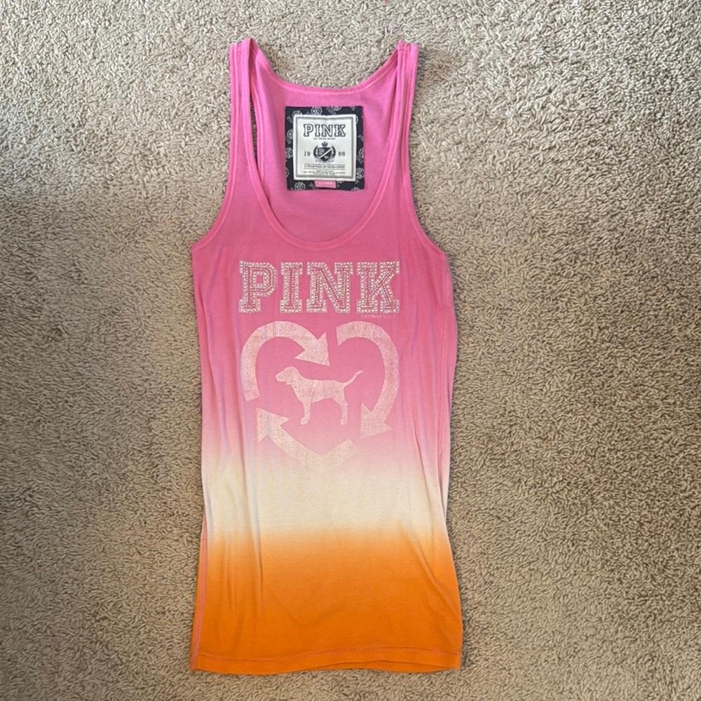 Pink Ombre Crystal Tank Top